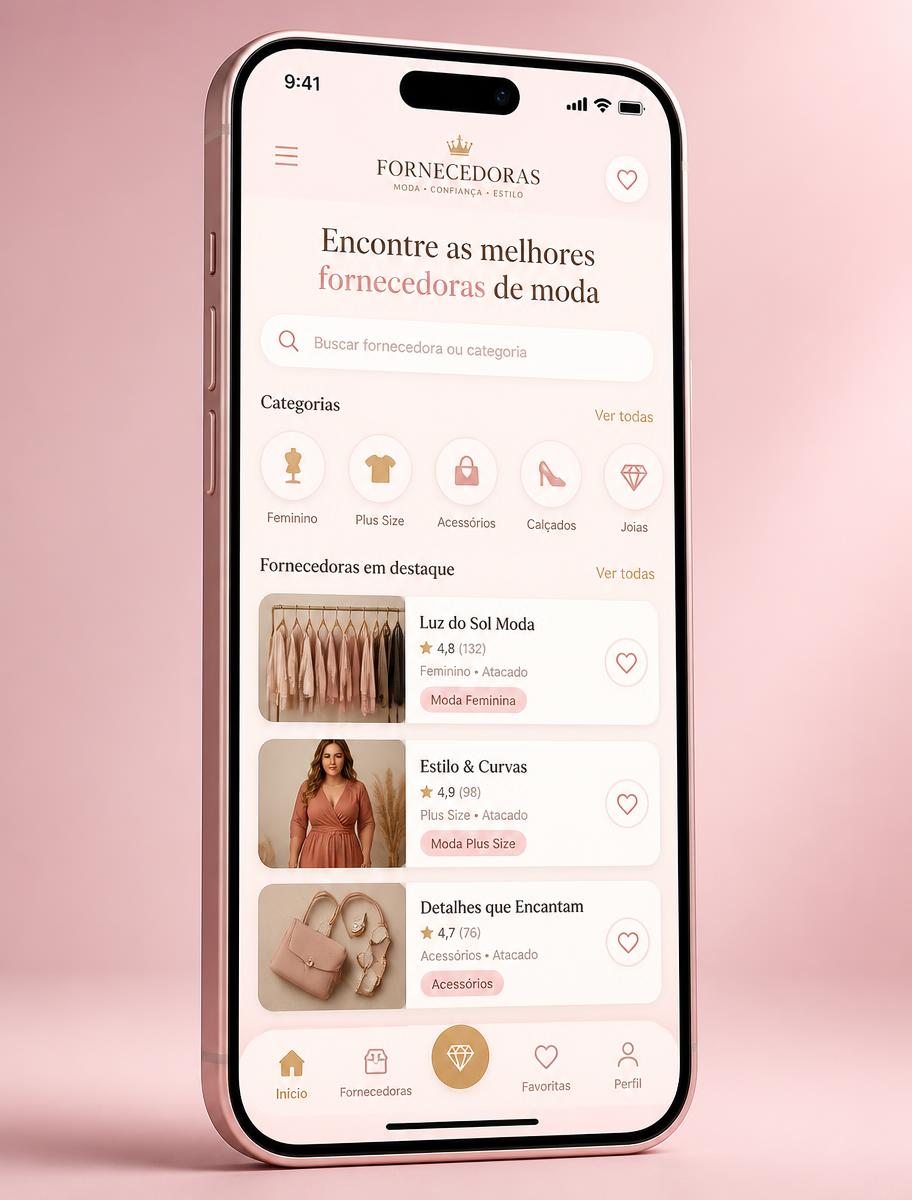 Aplicativo MM Business Club exibindo a lista de fornecedores